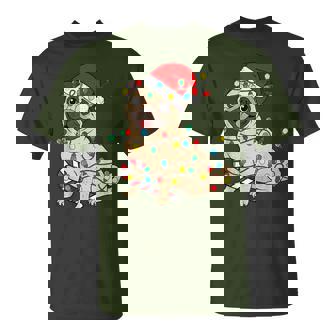 Cute Pug Christmas Lights Santa Pajama Xmas Pet Dog Lover T-Shirt - Thegiftio