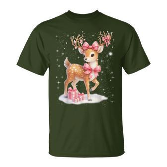 Cute Rudolph Pink Coquette Pajamas Christmas Xmas Girl Women T-Shirt - Thegiftio UK