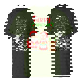 Cute Santa & Melanin Mrs Claus Interracial Family Christmas T-Shirt | Seseable CA