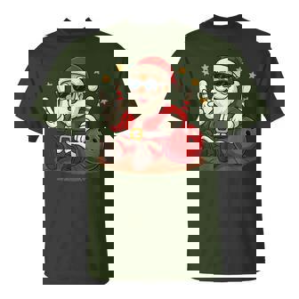 Cute Santa Claus With Sunglasses Playing Bowling Christmas T-Shirt | Seseable UK