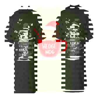 Cute Santa Hedgehog Eggnog Hedge Nog Merry Christmas T-Shirt - Monsterry