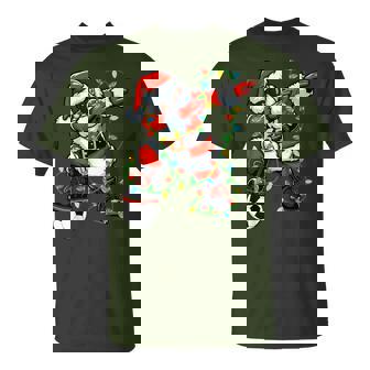 Dabbing Santa Soccer Christmas Lights Xmas Soccer Player T-Shirt | Seseable CA