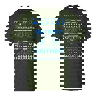 Detroit Michigan Ugly Christmas Sweater Party 313 T-Shirt | Mazezy