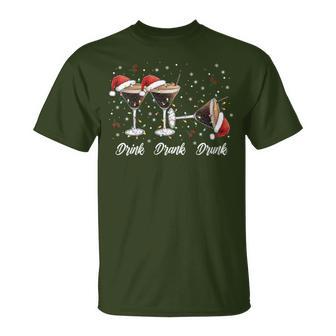 Drink Drank Drunk Christmas Martini Cocktail Santa Hat Xmas T-Shirt | Seseable UK