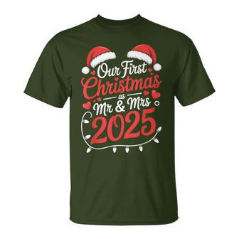 Our First Christmas As Mr Mrs 2025 Married Couples Matching T-Shirt - Thegiftio UK