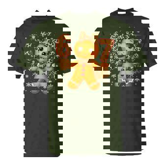 6 7 Christmas Leopard Bow Gingerbread Girls Women T-Shirt | Seseable UK