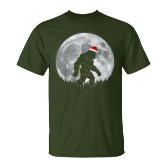 Bigfoot Santa Moon Christmas Lights Xmas Sasquatch T-Shirt | Seseable UK