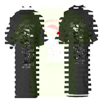 Black Cat Christmas On The Naughty List And I Like It Cat Lover Black Short Sleeve Adult Small T-Shirt | Mazezy