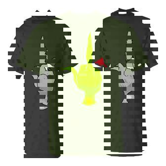 Green Hand Middle Finger Xmas Santa T-Shirt | Seseable CA