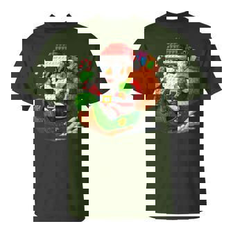 Santa Buidling Brick Riding Pjs Christmas Xmas Boy T-Shirt | Mazezy