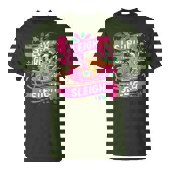 Gingerbread Sleigh Girl Pink Christmas Girls T-Shirt | Seseable UK