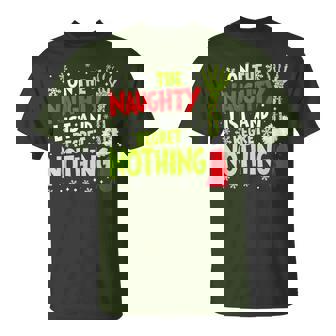 Groovy Christmas Pajamas Pjs On The List Of Naughty And I Regret Nothing Xmas Meme T-Shirt | Mazezy