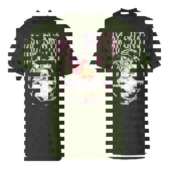 Hail Santa Retro Cute Santa Claus Pink Goth Christmas T-Shirt - Monsterry