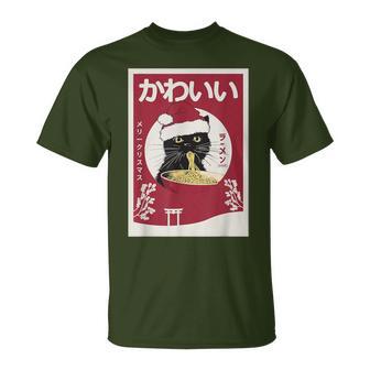 Japanische Ramenkatze Weihnachten Weihnachtsmannmütze Anime Kawaii Katze Xmas T-Shirt - Geschenkecke