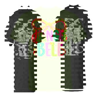 Jingle Bells Coquette Bow Merry Christmas Tree Girl Women T-Shirt | Seseable CA