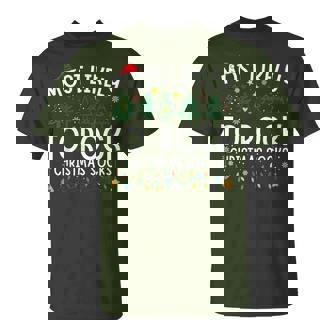 Most Likely To Rock Christmas Socks Matching Christmas T-Shirt - Thegiftio
