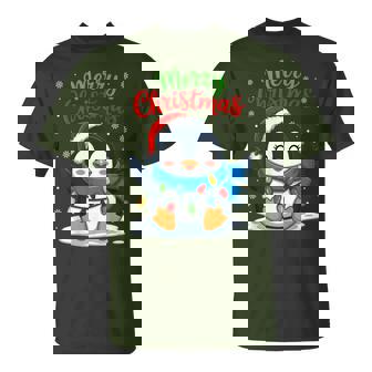 Merry Christmas Penguin Santa Hat Xmas Light Family Matching T-Shirt | Seseable CA