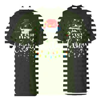 Merry Christmas Red Santa Hat Reindeer Xmas Matching Family T-Shirt | Mazezy