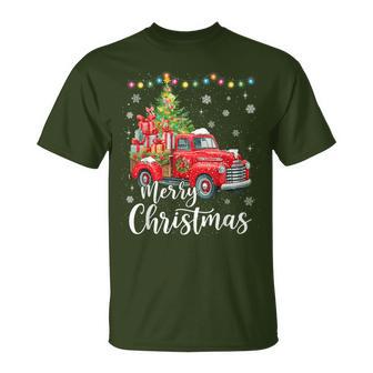 Merry Christmas Red Truck Family Christmas Matching Pajama T-Shirt - Thegiftio UK
