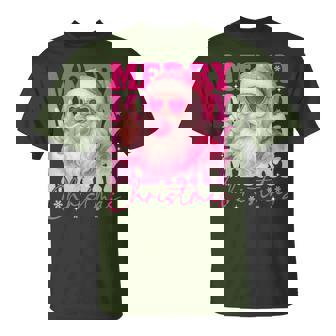 Merry Christmas Retro Pink Santa Bubblegum Xmas Holiday T-Shirt | Seseable FR