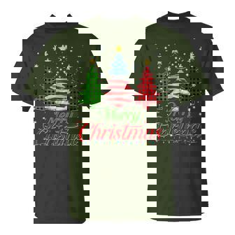 Merry Christmas Tree Plaid Us Flag Snowflake Xmas Men T-Shirt | Seseable CA