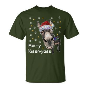 Merry Kissmyass Donkeyarkastic Xmas Lustiger Pyjama Weihnachten T-Shirt - Geschenkecke