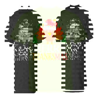 Merry Thanksmas Happy Thanksgiving Santa Turkey Snow T-Shirt - Monsterry
