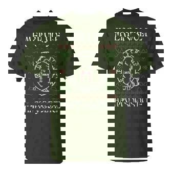 Merry Yule Goat Wiccan Christmas Winter Holiday Yuletide T-Shirt | Mazezy