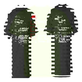 Nice Naughty Never Mind I'll Buy My Own Stuff Santa T-Shirt | Mazezy