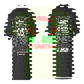 Be Nice To The Nurse Santa Is Watching Christmas Xmas Nurse T-Shirt - Monsterry