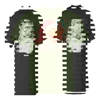 Pink Christmas Santa Claus Face Xmas Vintage Pink Santa T-Shirt | Seseable FR