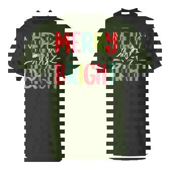 Retro Merry And Bright Christmas Holiday Xmas Family Pajamas T-Shirt | Seseable CA