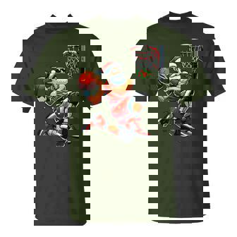 Santa Basketball Player Dunking Xmas Christmas Basketball T-Shirt | Mazezy