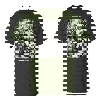 Santa With Bigfoot Christmas Lights Sasquatch Believe T-Shirt | Mazezy