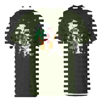 Santa Claus Riding Saint Bernard Dog Christmas Tree Lights T-Shirt - Monsterry