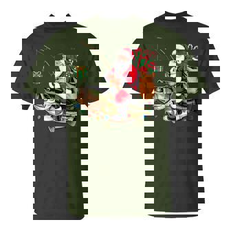 Santa Riding Bass Fish Christmas Fishing Xmas Pajamas T-Shirt | Seseable CA