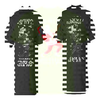 Santa Tocando La Guitarra Banda Gráfica Navideña De Rock And Roll Camiseta unisex - Regaloses