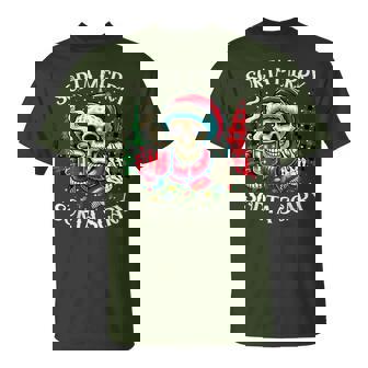 Sorta Merry Sorta Scary Retro Skeleton Hot Cocoa Christmas T-Shirt | Mazezy