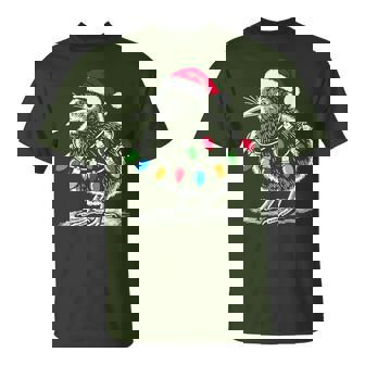 Vintage Kiwi Bird Santa Hat Christmas Light Birding Animal T-Shirt | Mazezy