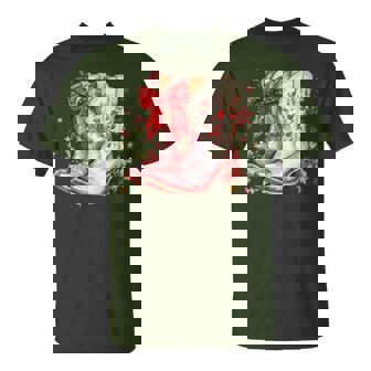 Western Christmas Family Pajamas Bow Cowgirl Cowboy Boots T-Shirt | Mazezy