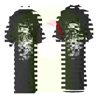Wolf Santa Hat Xmas Wolf Lovers Christmas Pajama T-Shirt - Thegiftio