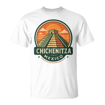 Badge Deoyage Rétro Chichen Itza Mexico Pyramide T-Shirt - Cadeauxyz