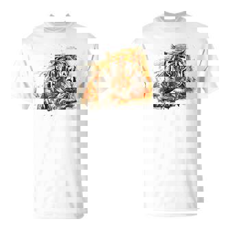 Bengala Tigre Pintado A Mano In Mangas Camiseta unisex - Regaloses