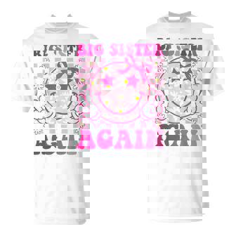 Big Sister Again Retro Groovy Big Sister Girls Toddlers T-Shirt - Monsterry