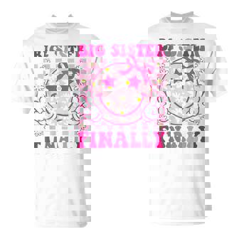 Big Sister Finally Retro Groovy Big Sister Girls Toddlers T-Shirt - Thegiftio