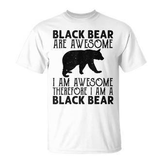 Black Bear American Bear Lover Animal T-Shirt - Thegiftio UK