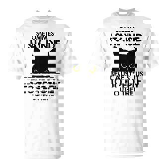 Black Cat Sometimes I Stay Inside Because It's Too Peopley T-Shirt | Mazezy