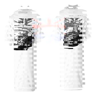 British Classic Sports Mini Car With Flag T-Shirt - Thegiftio