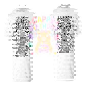 Capybara Birthday Girl Capybara Animal Lovers Bow Party T-Shirt - Monsterry