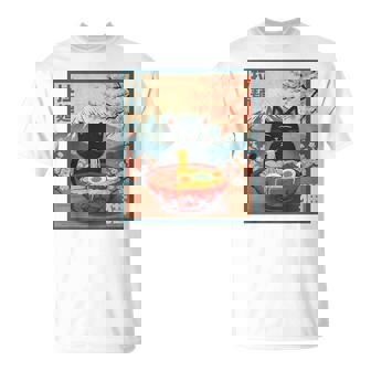 Cat Eating Ramen Anime T-Shirt | Mazezy